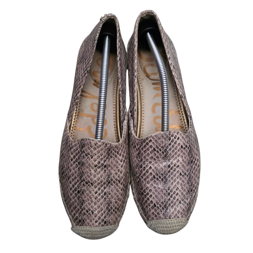 Sam Edelman Kesia Snakeskin Leather Espadrille Flats Slip On Loafer Neutral 8